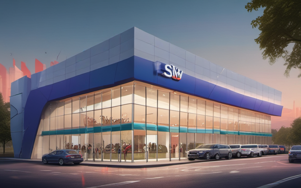 Современный фасад дилерского центра JSW Motors в Индии