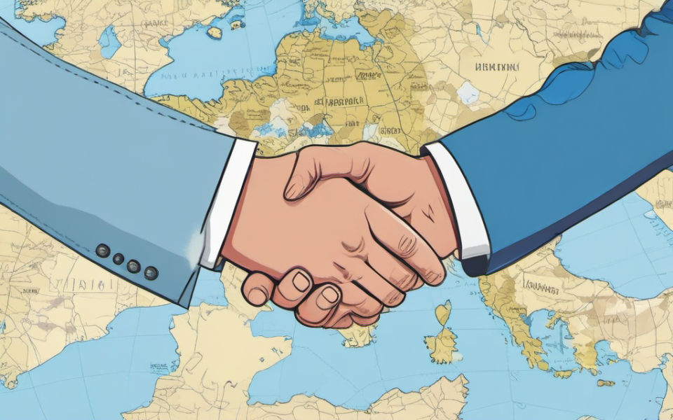 Представители России и Индии на фоне индийского парламента, в контексте заявлений Трампа о будущем сотрудничестве с Украиной и Россией.